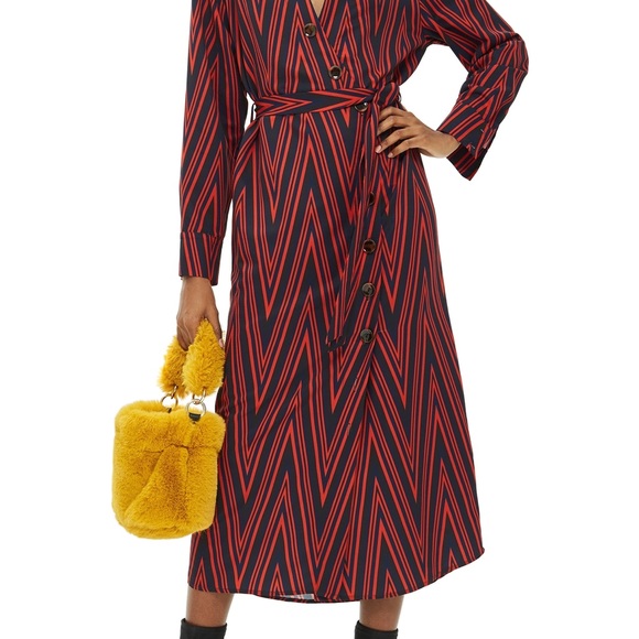 • TOPSHOP • Chevron Print Midi Dress - Picture 6 of 8